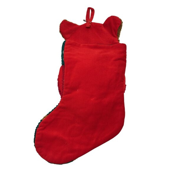 Crystal Snow Christmas Stocking 18" Looped Textured Teddy Bear Holding Plush - Picture 5 of 6